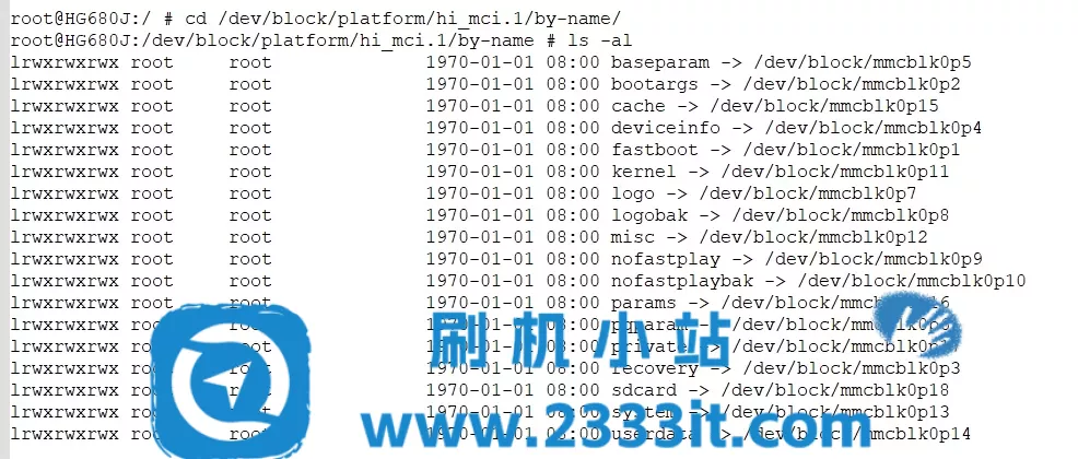执行命令查看闪存块分区